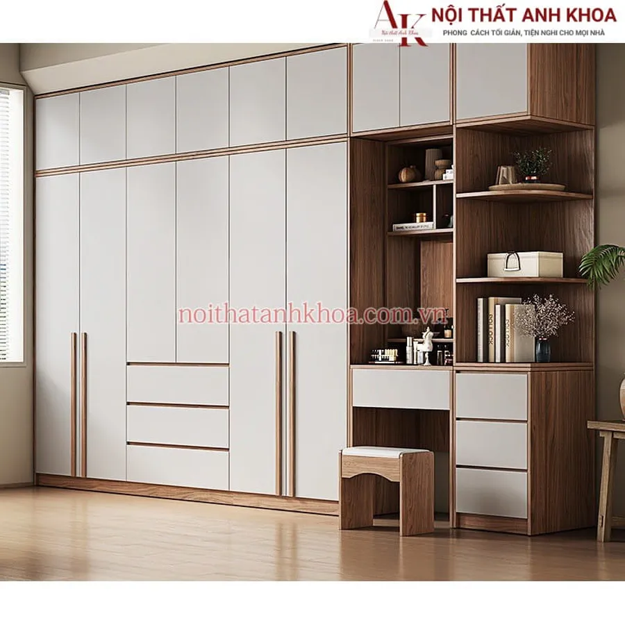 Tủ Quần Áo Kết Hợp Bàn Trang Điểm Phong Cách Hiện Đại