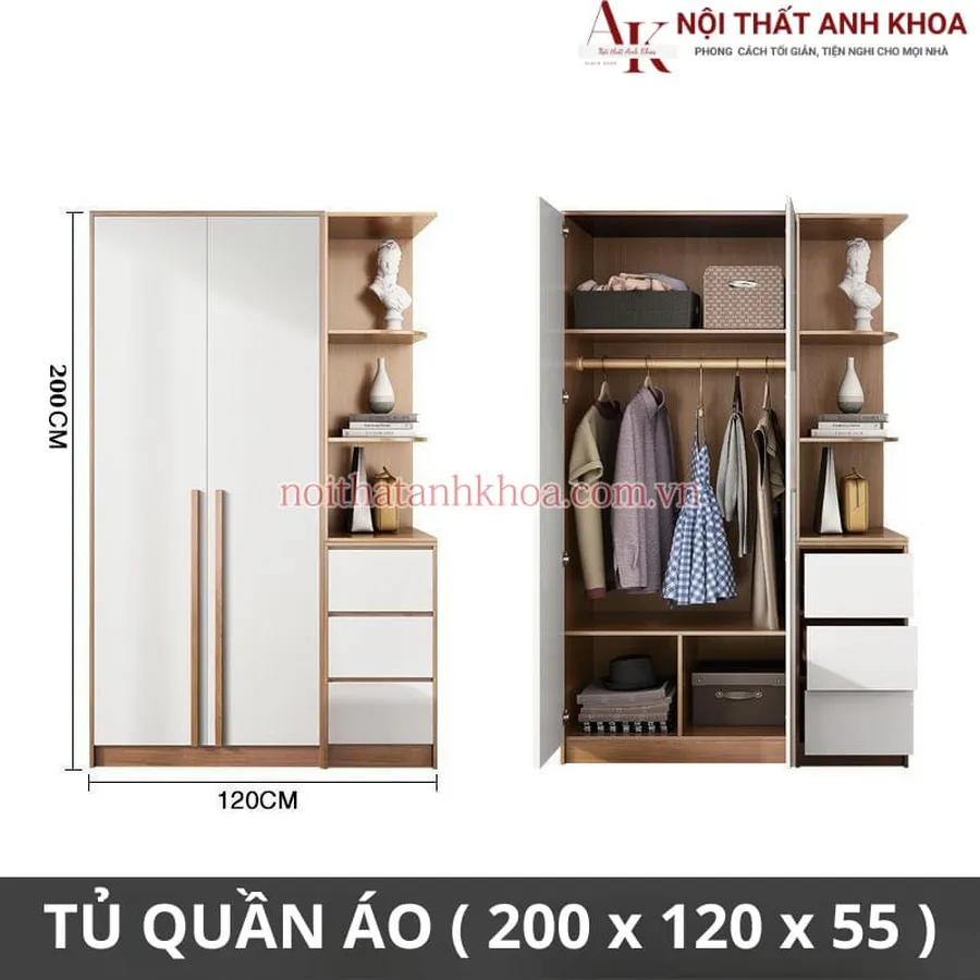 Tủ Quần Áo Kết Hợp Bàn Trang Điểm Phong Cách Hiện Đại