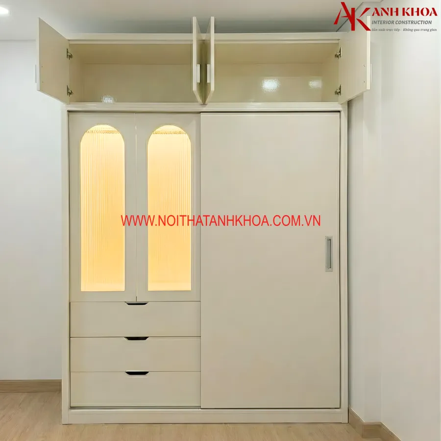 Tủ Quần Áo Cánh Kính Gỗ Công Nghiệp Đẹp Hiện Đại