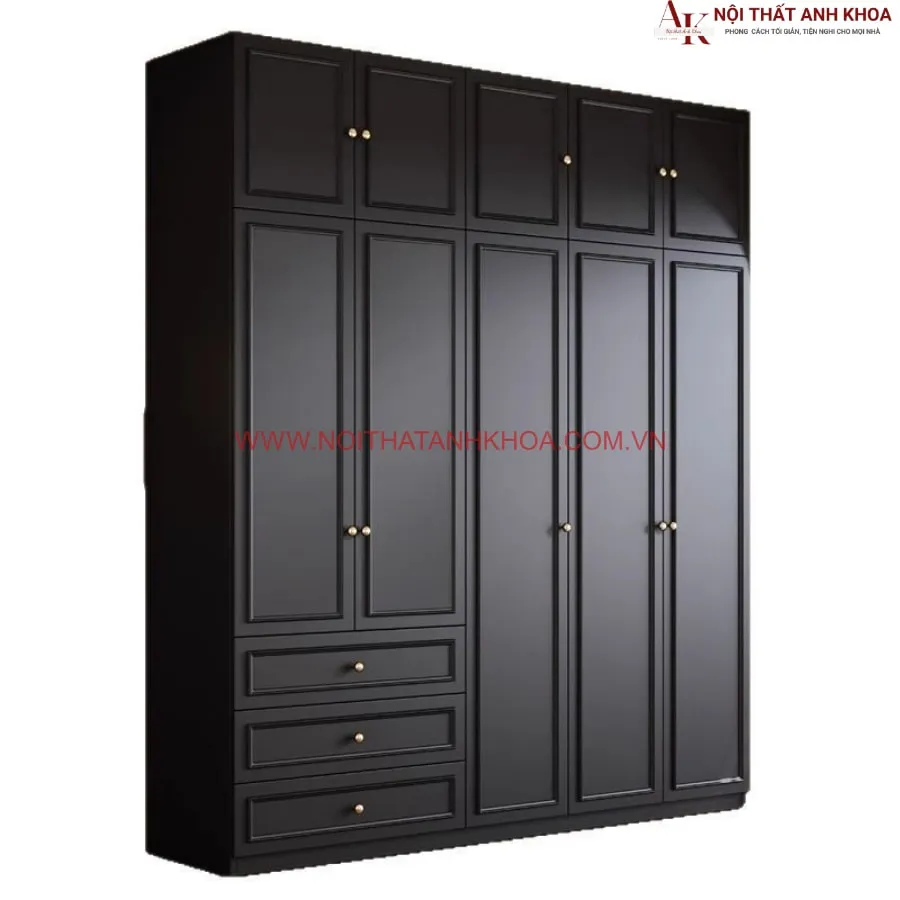 Tủ Quần Áo Màu Đen Gỗ MDF Đẹp Lịch Lãm