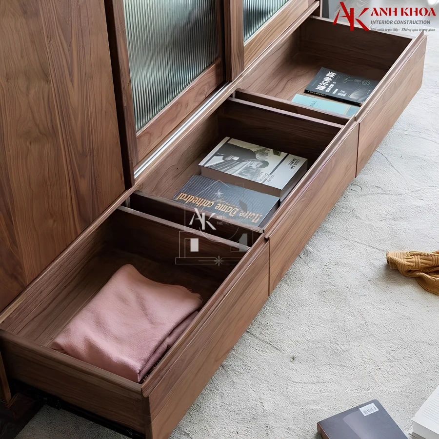 Tủ Quần Áo Màu Óc Chó Gỗ Công Nghiệp