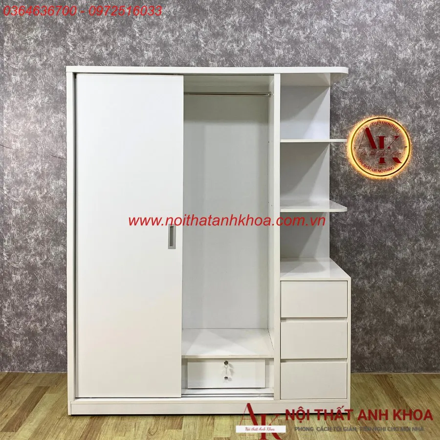 Tủ Quần Áo Màu Trắng Cửa Lùa 2 Cánh Sang Trọng Giá Tốt