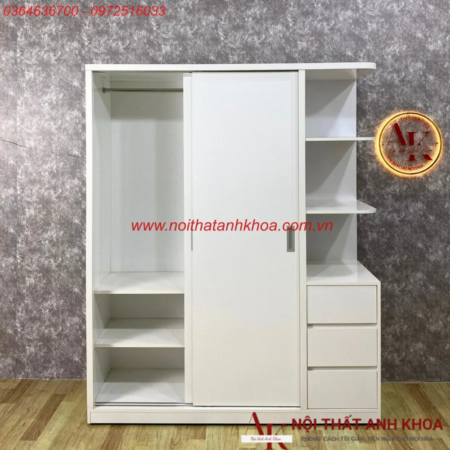 Tủ Quần Áo Màu Trắng Cửa Lùa 2 Cánh Sang Trọng Giá Tốt