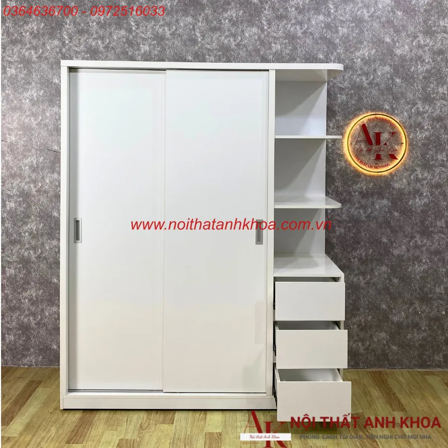 Tủ Quần Áo Màu Trắng Cửa Lùa 2 Cánh Sang Trọng Giá Tốt