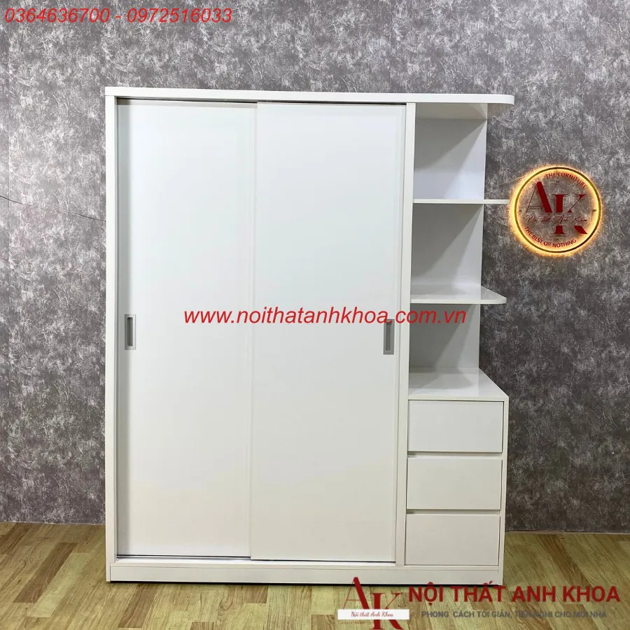 Tủ Quần Áo Màu Trắng Cửa Lùa 2 Cánh Sang Trọng Giá Tốt