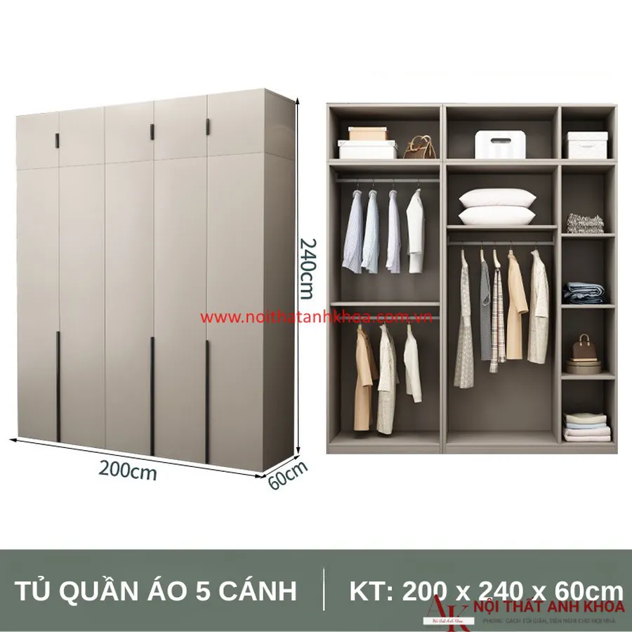 Tủ Quần Áo MDF Thiết Kế Hiện Đại Giá Tốt