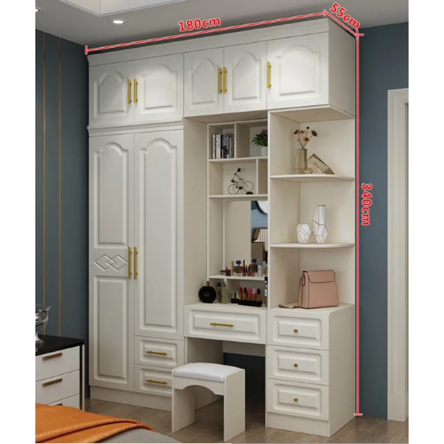 Tủ Quần Áo Gỗ Công Nghiệp MDF Màu Trắng Sang Trọng Hiện Đại