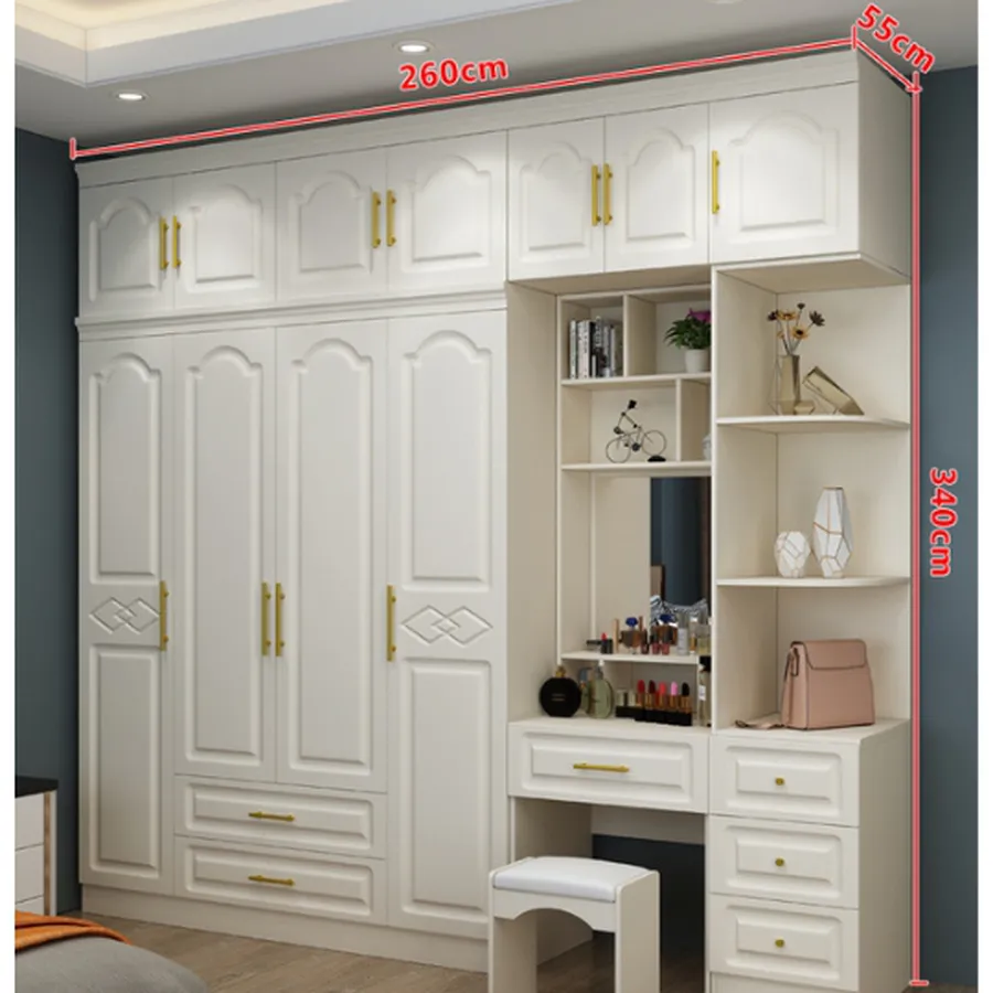 Tủ Quần Áo Gỗ Công Nghiệp MDF Màu Trắng Sang Trọng Hiện Đại