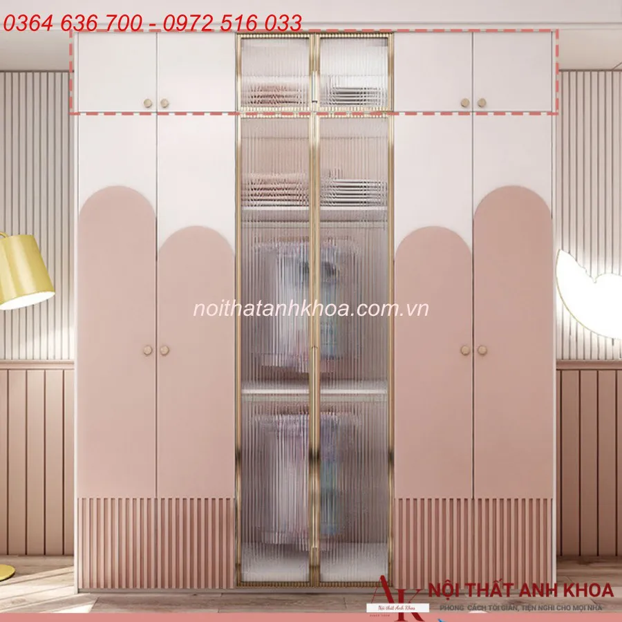 Tủ Quần Áo Trẻ Em Gỗ Công Nghiệp Màu Hồng Tinh Tế