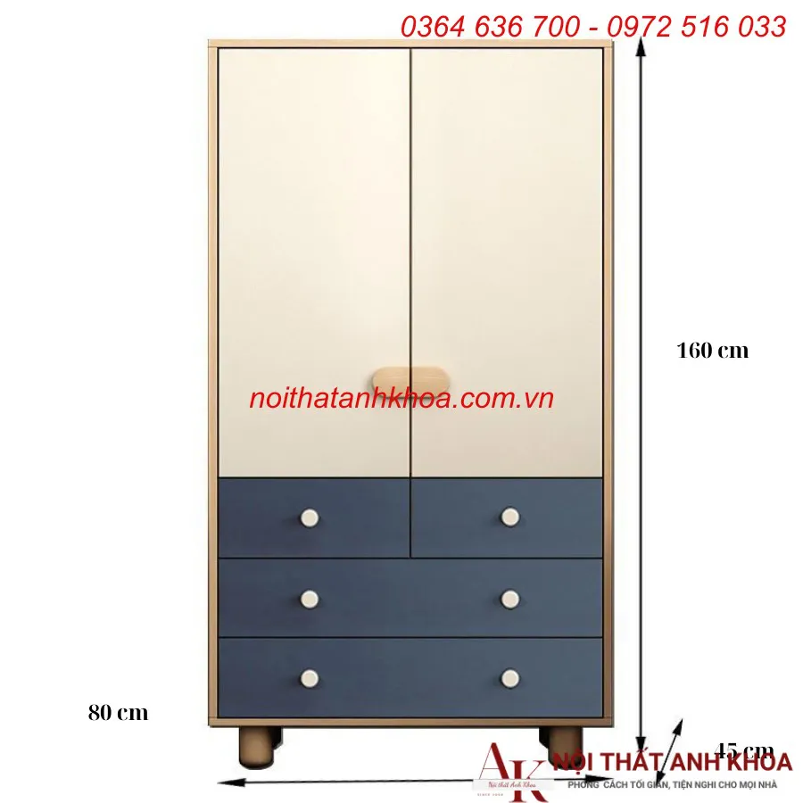 Tủ Quần Áo Trẻ Em Gỗ Công Nghiệp MDF Đẹp Giá Rẻ