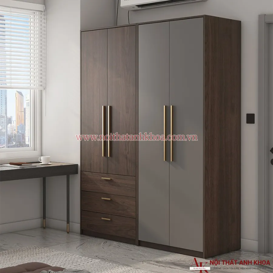 Tủ Quần Áo Gỗ Công Nghiệp 4 Cánh Phối Màu Đẹp