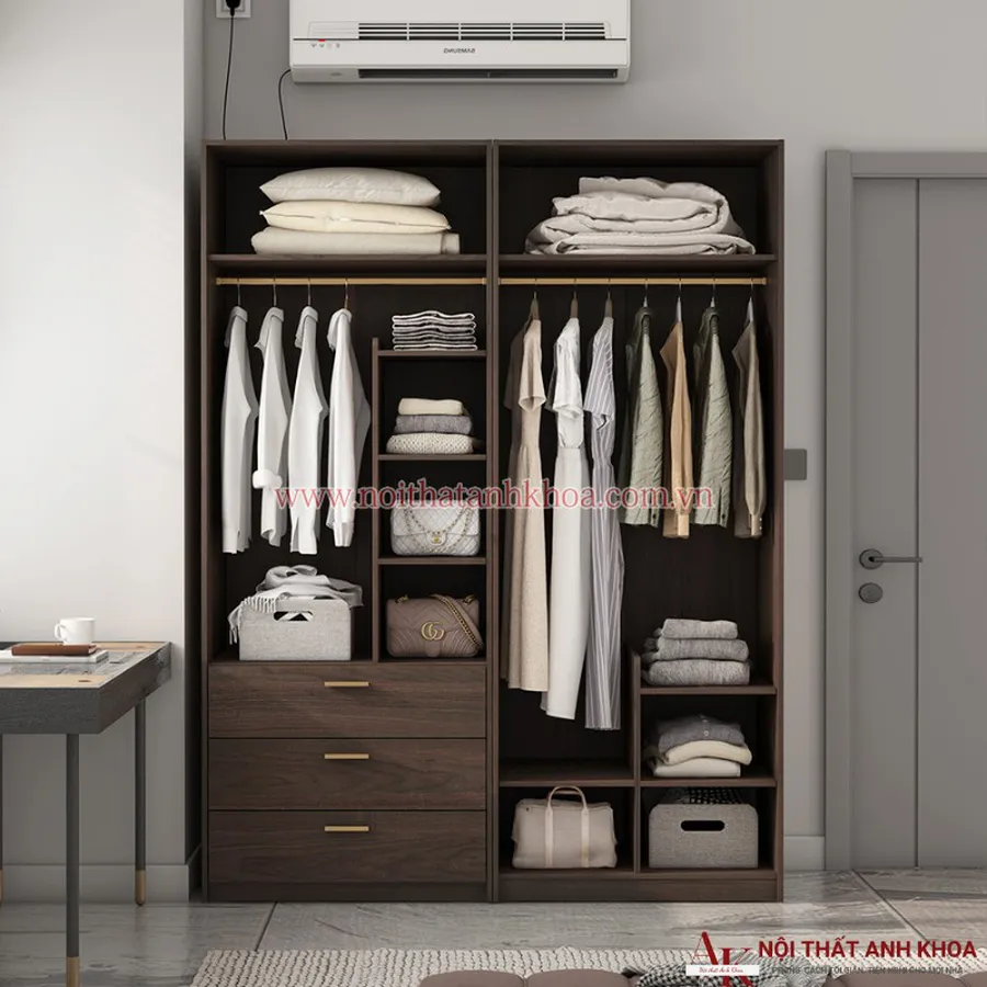Tủ Quần Áo Gỗ Công Nghiệp 4 Cánh Phối Màu Đẹp