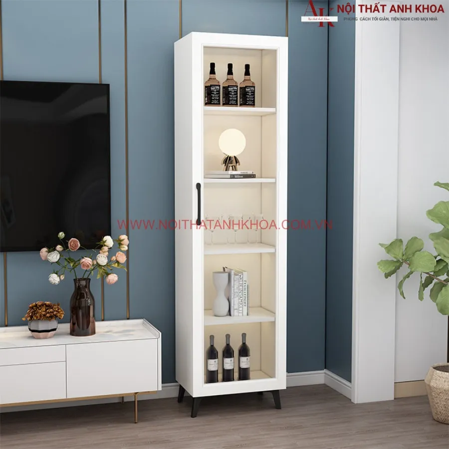 Tủ Rượu Mini Gỗ Công Nghiệp Kết Hợp Cánh Kính