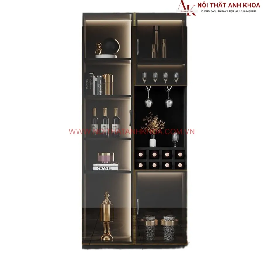 Tủ Rượu Phòng Khách Chung Cư Cánh Kính Đẹp Hiện Đại