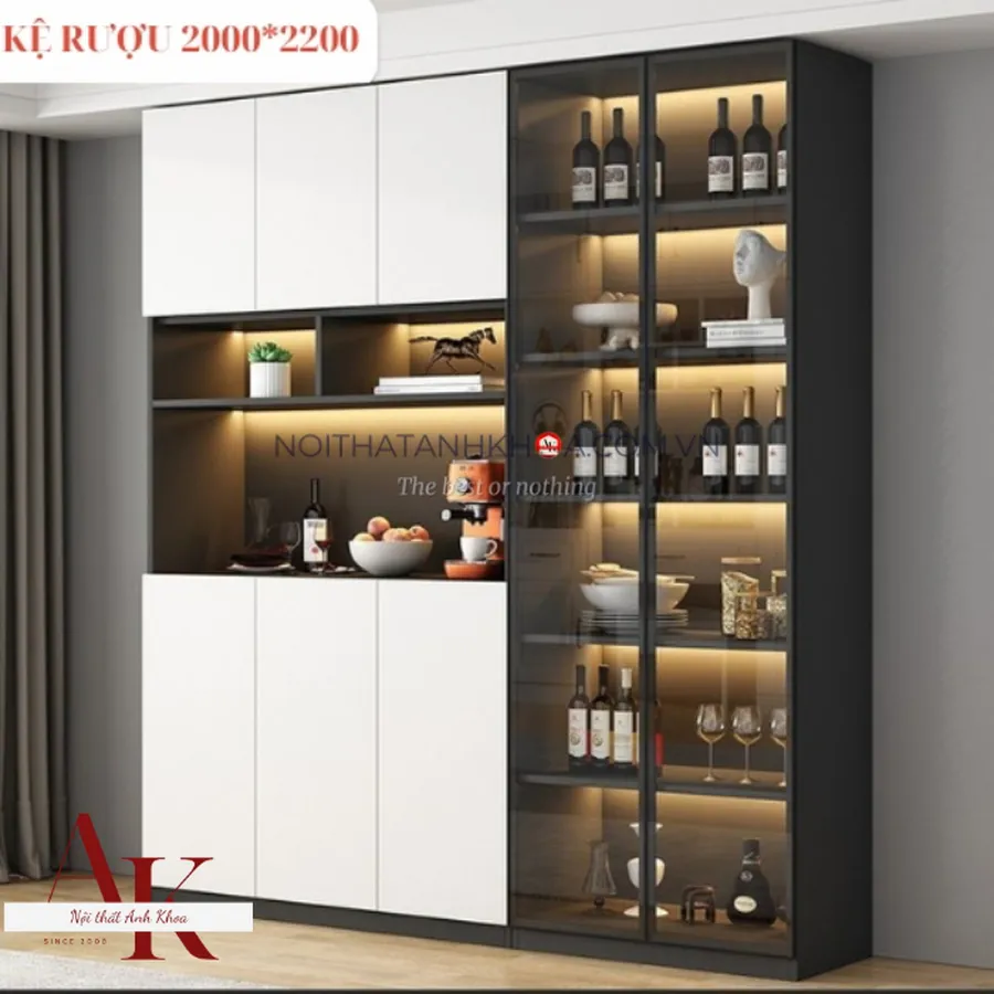 Tủ Rượu Đứng Gỗ Công Nghiệp MDF Phủ Melamine Hiện Đại Giá Rẻ