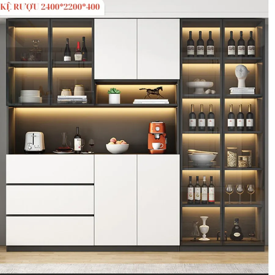 Tủ Rượu Đứng Gỗ Công Nghiệp MDF Phủ Melamine Hiện Đại Giá Rẻ