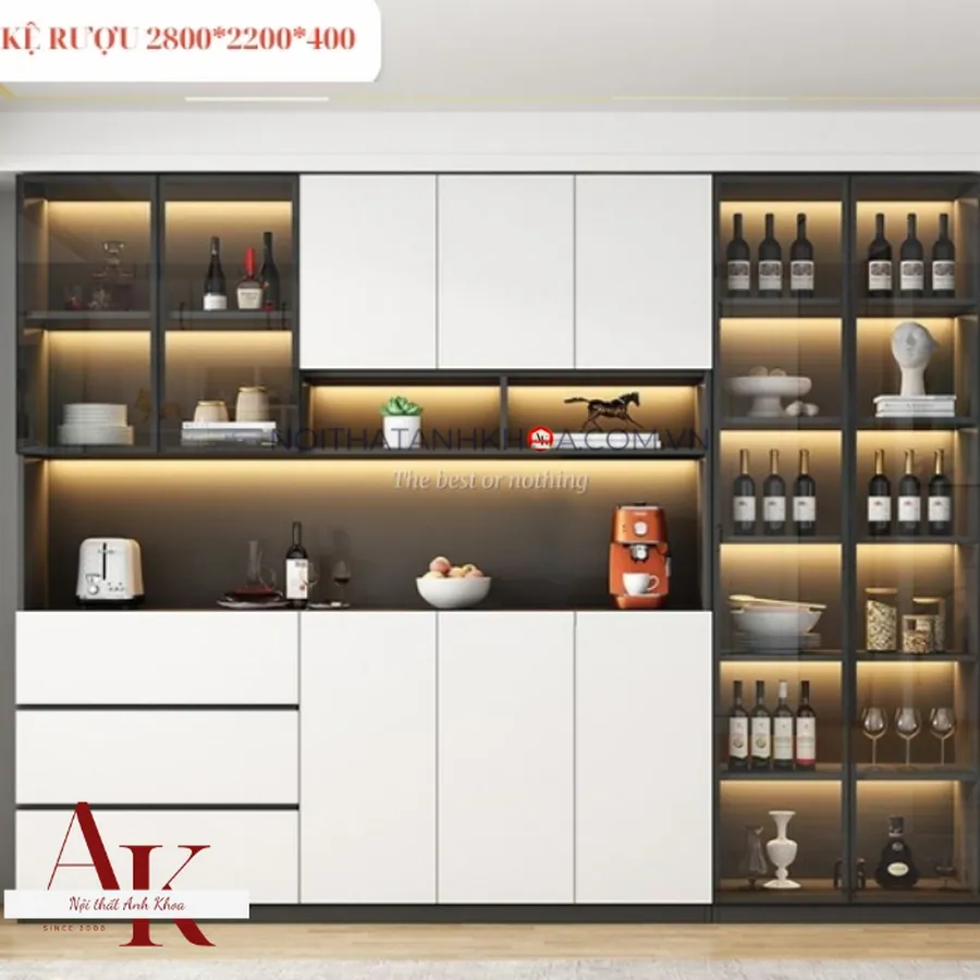 Tủ Rượu Đứng Gỗ Công Nghiệp MDF Phủ Melamine Hiện Đại Giá Rẻ
