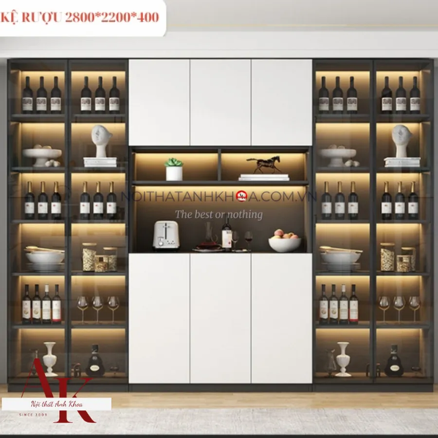 Tủ Rượu Đứng Gỗ Công Nghiệp MDF Phủ Melamine Hiện Đại Giá Rẻ