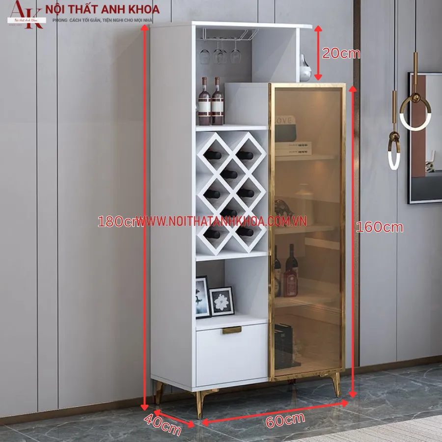Tủ Rượu Thấp Gỗ Công Nghiệp Đẹp Hiện Đại