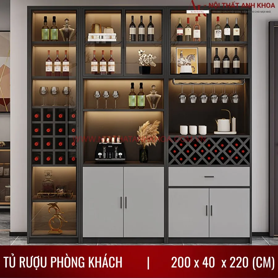 Tủ Rượu Trang Trí Phòng Khách Đẹp Sang Trọng