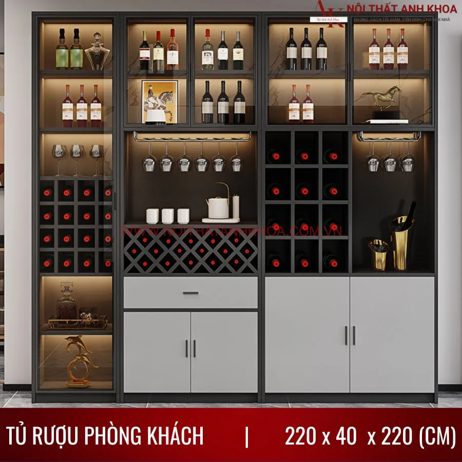 Tủ Rượu Trang Trí Phòng Khách Đẹp Sang Trọng