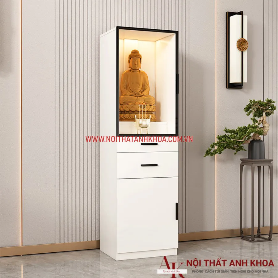 Tủ Thờ Đứng Gỗ Công Nghiệp Màu Trắng Giá Rẻ