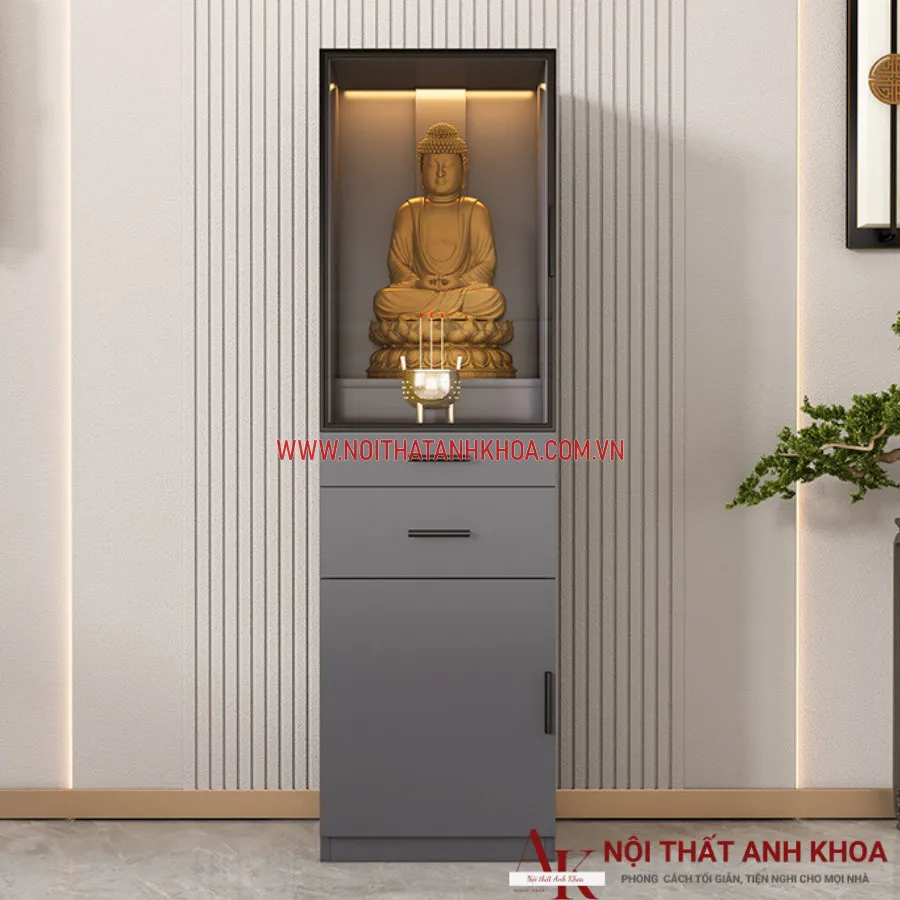 Tủ Thờ Phật Gỗ Công Nghiệp Kết Hợp Cánh Kính Giá Rẻ