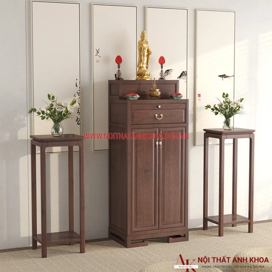 Tủ Thờ Phật Quan Âm Gỗ Công Nghiệp Màu Vân Gỗ