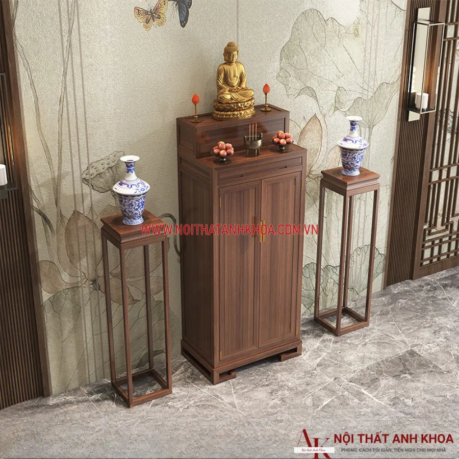 Tủ Thờ Phật Quan Âm Gỗ Công Nghiệp Màu Vân Gỗ