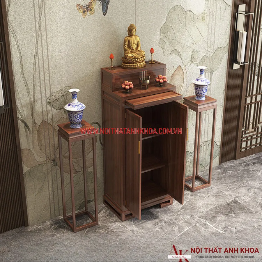 Tủ Thờ Phật Quan Âm Gỗ Công Nghiệp Màu Vân Gỗ