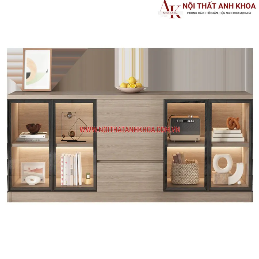 Tủ Tivi Phòng Khách Hiện Đại Gỗ MDF Kết Hợp Cánh Kính Đẹp Hiện Đại
