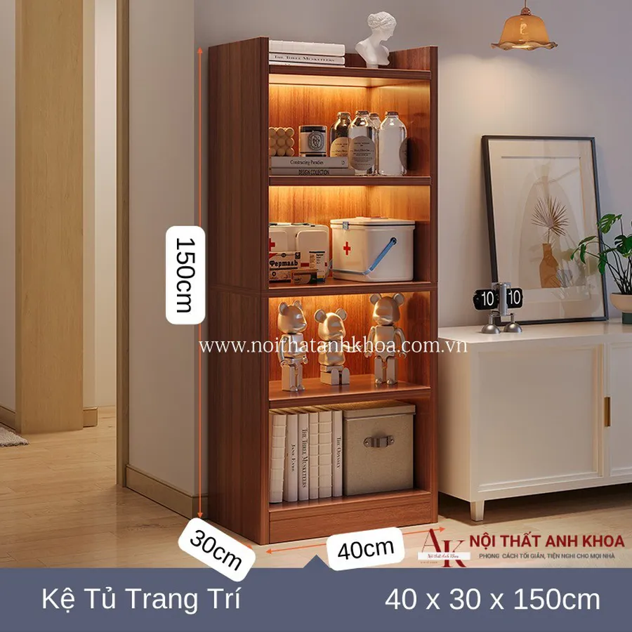 Tủ Trang Trí Gỗ Công Nghiệp Có Led Đẹp