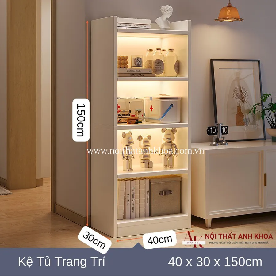 Tủ Trang Trí Gỗ Công Nghiệp Có Led Đẹp