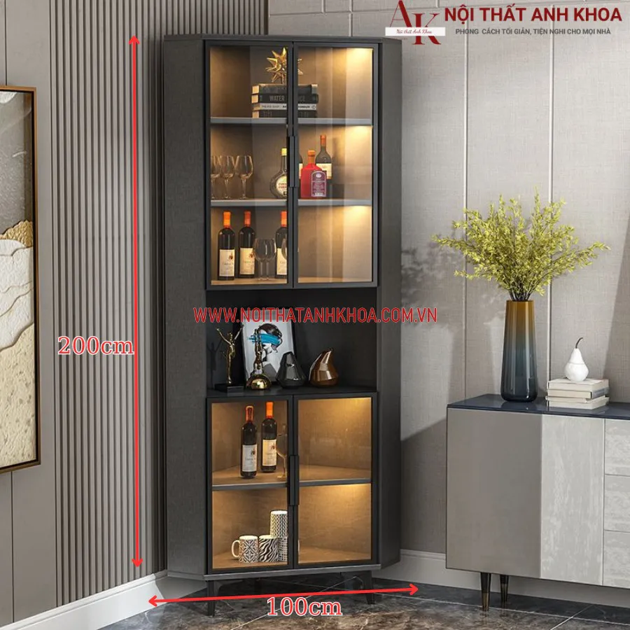 Tủ Trang Trí Góc Tường Gỗ Công Nghiệp Cao Cấp