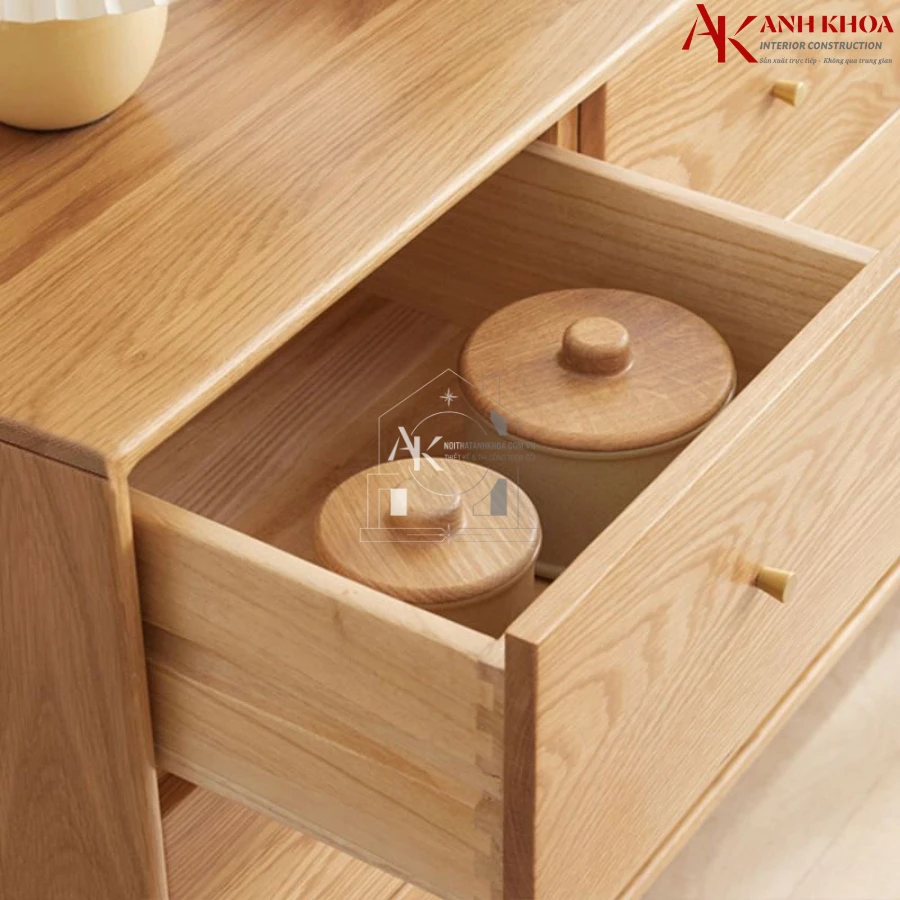 Tủ Trang Trí Nhiều Ngăn Kéo Gỗ Tự Nhiên