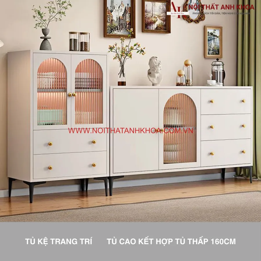Tủ Trang Trí Phòng Khách Gỗ Công Nghiệp Đa Năng Tiện Lợi