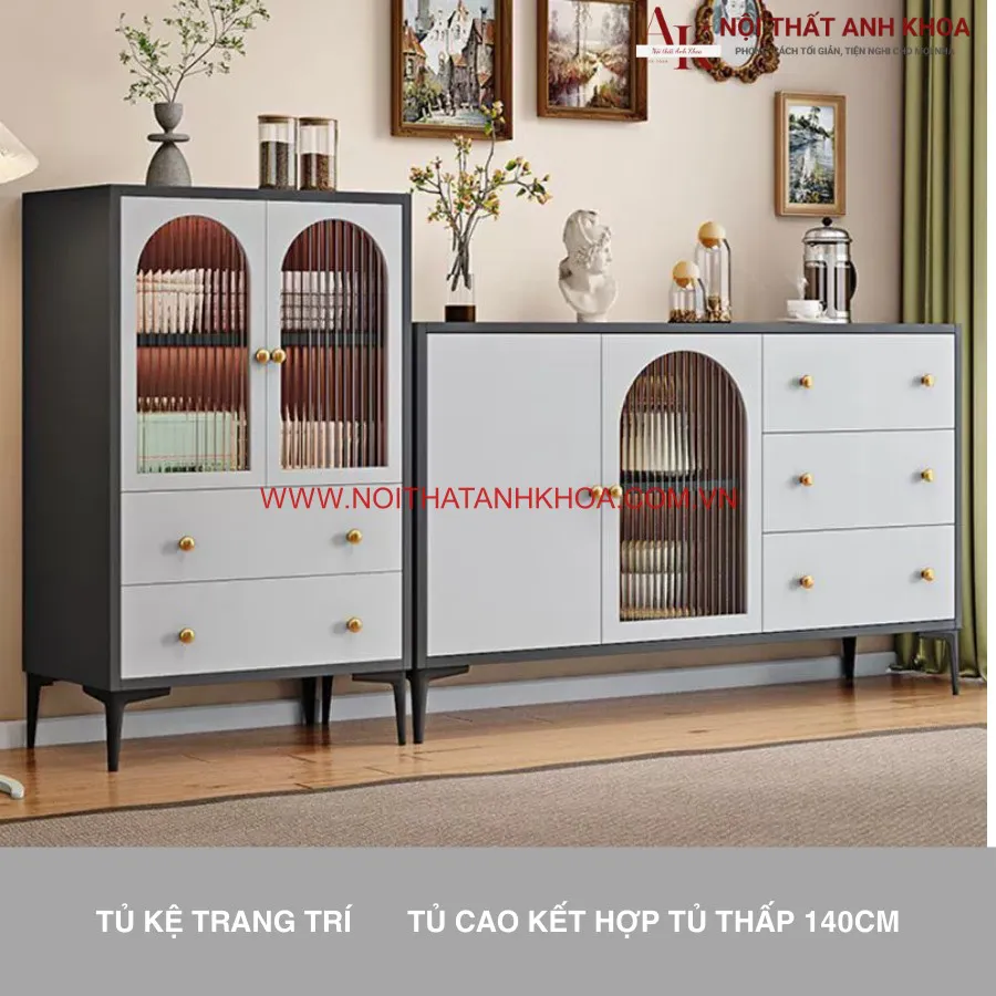 Tủ Trang Trí Phòng Khách Gỗ Công Nghiệp Đa Năng Tiện Lợi