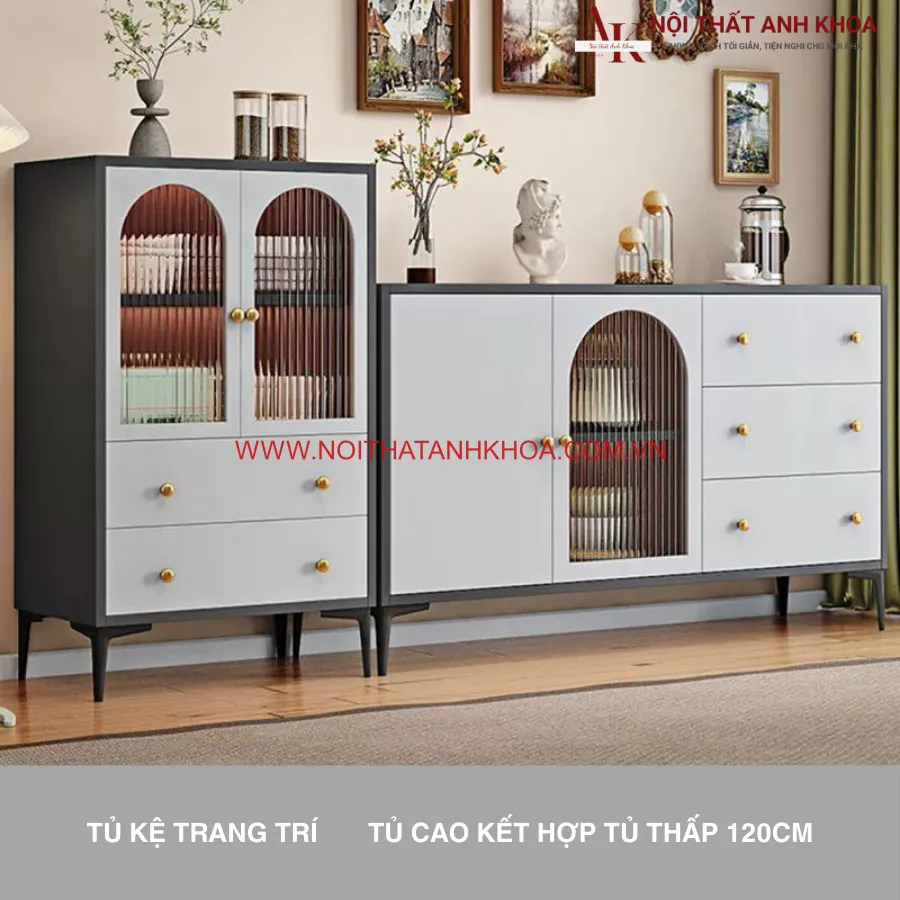 Tủ Trang Trí Phòng Khách Gỗ Công Nghiệp Đa Năng Tiện Lợi