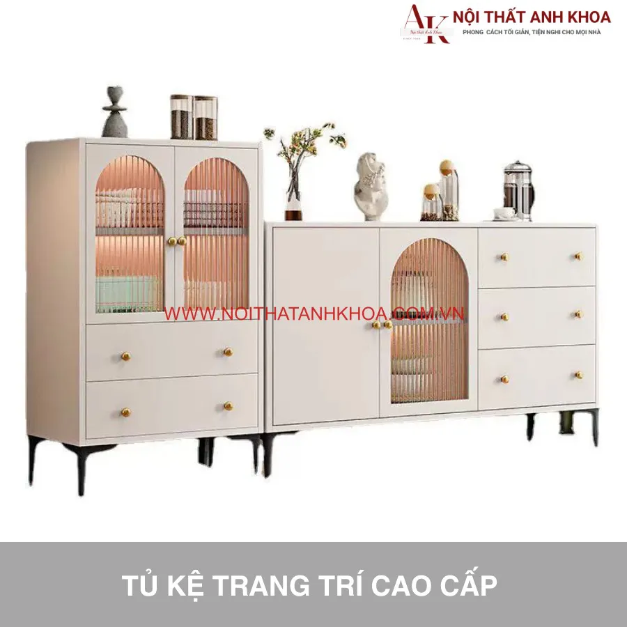 Tủ Trang Trí Phòng Khách Gỗ Công Nghiệp Đa Năng Tiện Lợi