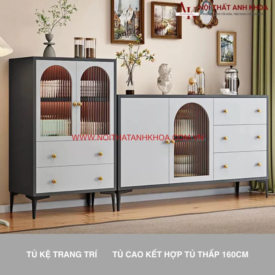 Tủ Trang Trí Phòng Khách Gỗ Công Nghiệp Đa Năng Tiện Lợi