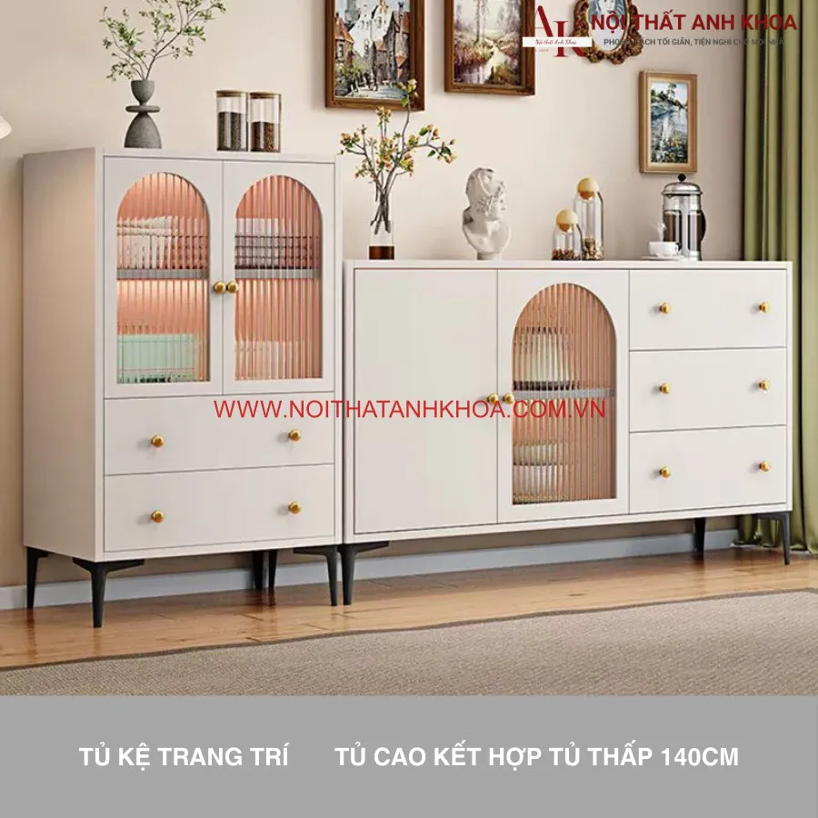 Tủ Trang Trí Phòng Khách Gỗ Công Nghiệp Đa Năng Tiện Lợi