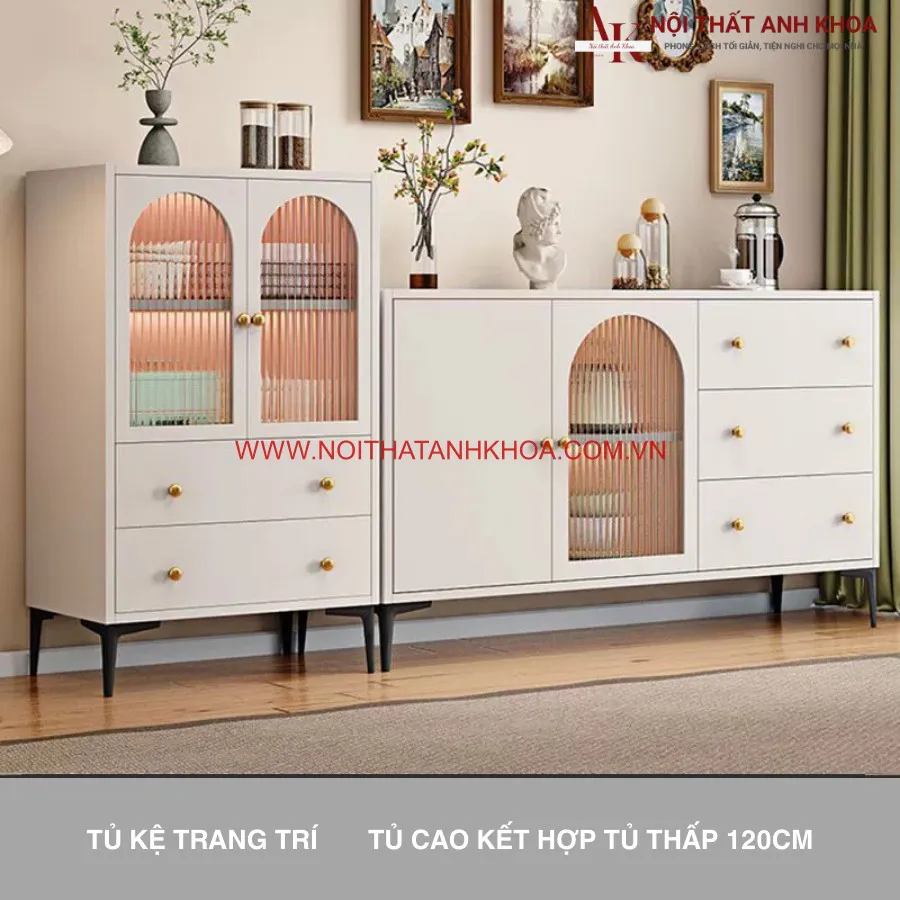 Tủ Trang Trí Phòng Khách Gỗ Công Nghiệp Đa Năng Tiện Lợi