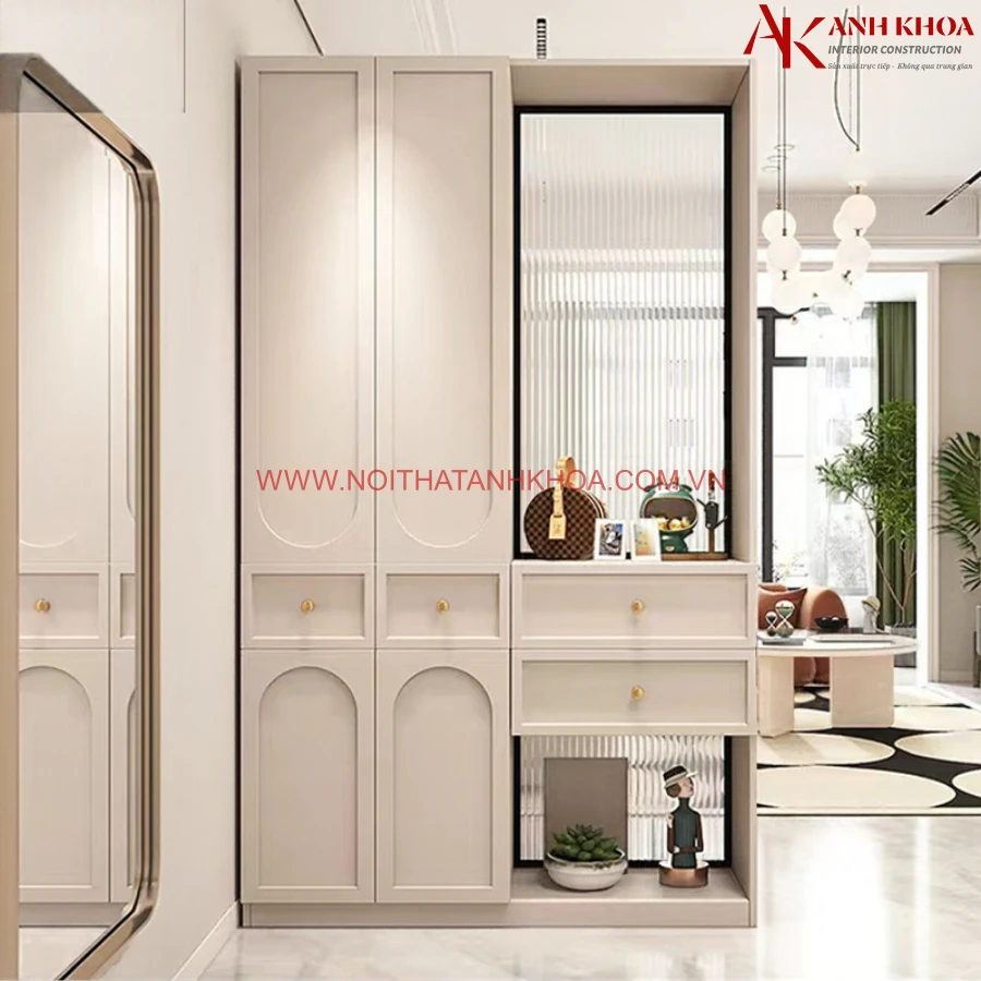 Tủ Vách Ngăn Phòng Khách Gỗ Công Nghiệp Hiện Đại