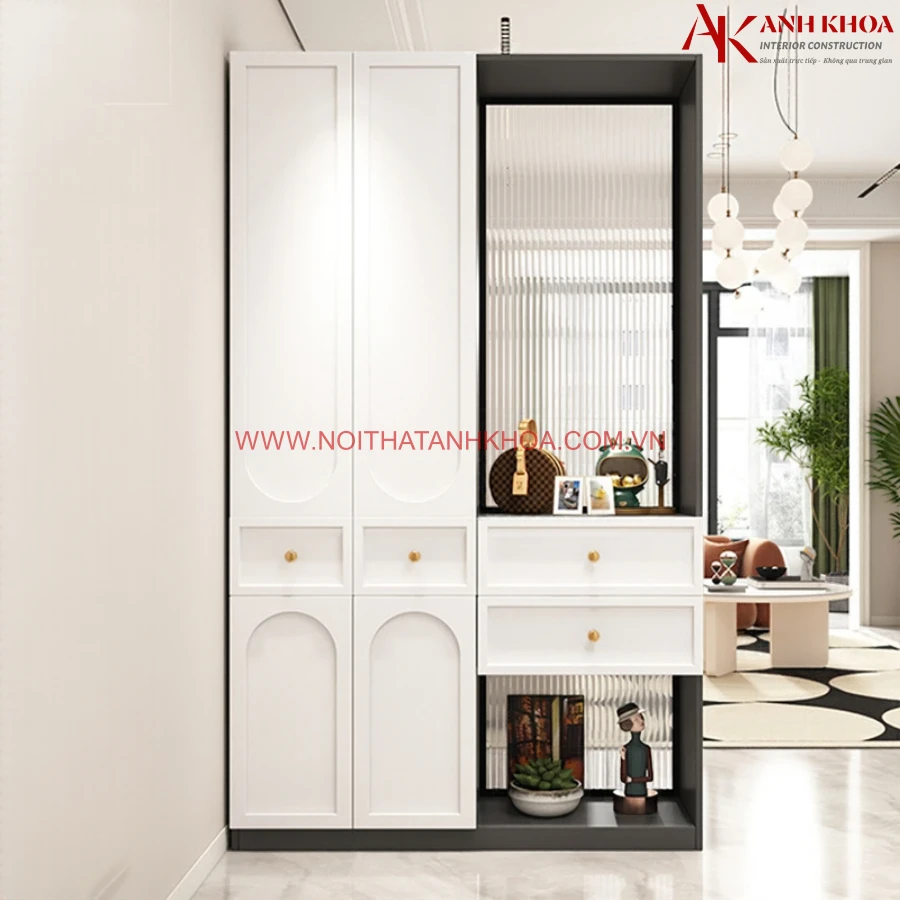 Tủ Vách Ngăn Phòng Khách Gỗ Công Nghiệp Hiện Đại