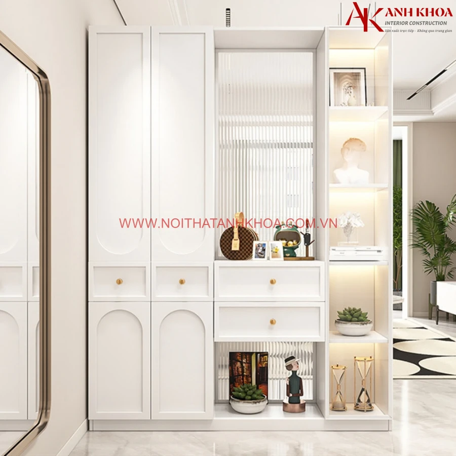 Tủ Vách Ngăn Phòng Khách Gỗ Công Nghiệp Hiện Đại