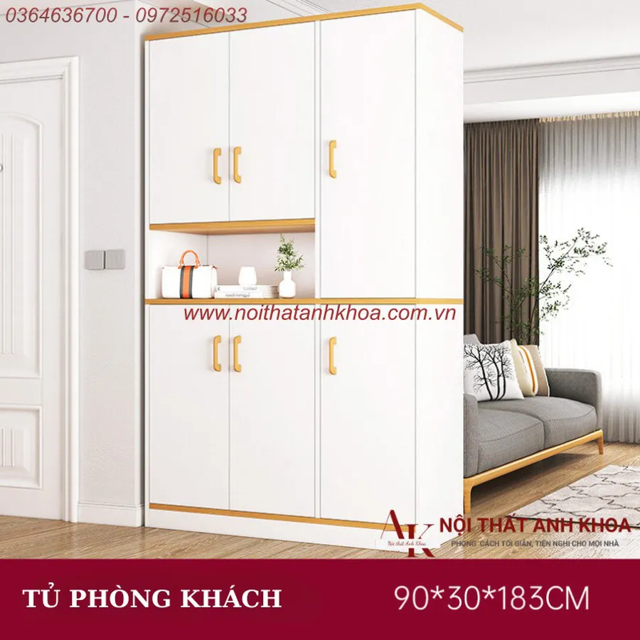 Tủ Vách Ngăn Phòng Khách Gỗ Công Nghiệp MDF Thiết Kế Hiện Đại Giá Rẻ