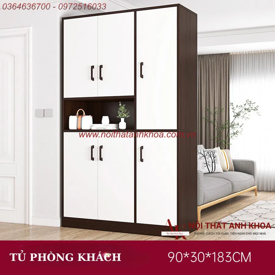 Tủ Vách Ngăn Phòng Khách Gỗ Công Nghiệp MDF Thiết Kế Hiện Đại Giá Rẻ
