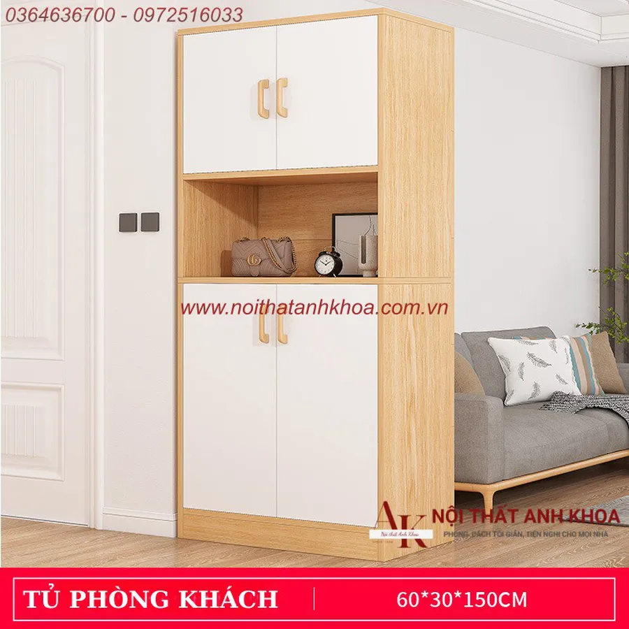 Tủ Vách Ngăn Phòng Khách Gỗ Công Nghiệp MDF Thiết Kế Hiện Đại Giá Rẻ