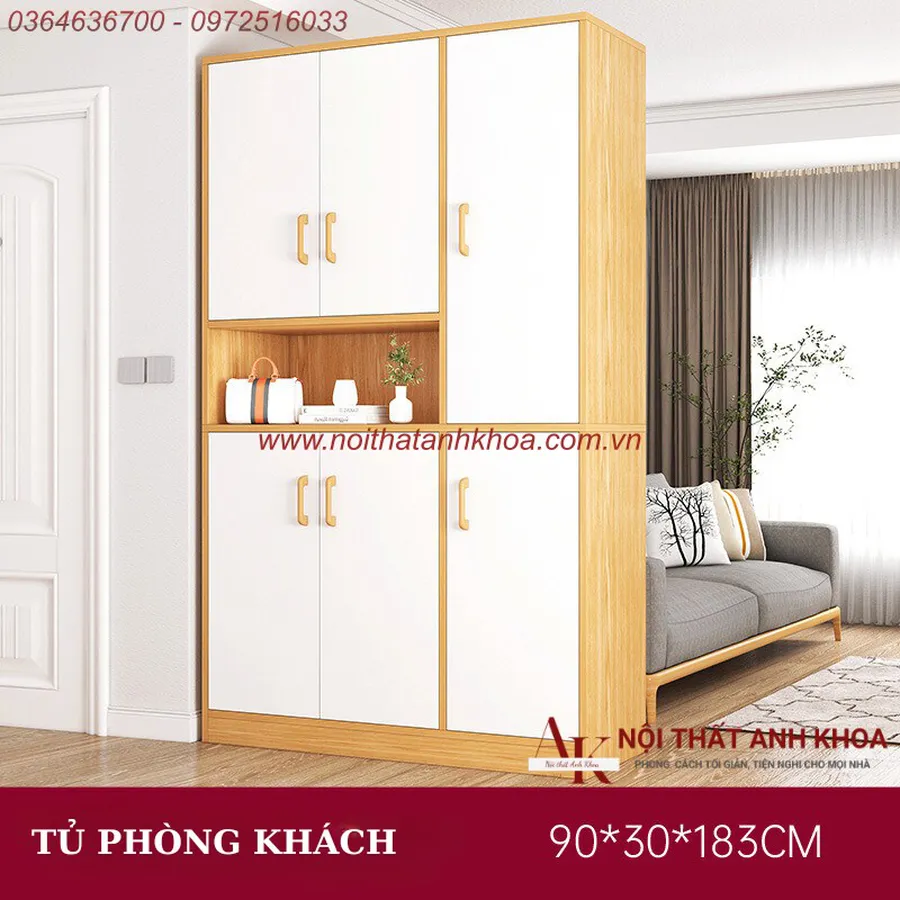 Tủ Vách Ngăn Phòng Khách Gỗ Công Nghiệp MDF Thiết Kế Hiện Đại Giá Rẻ
