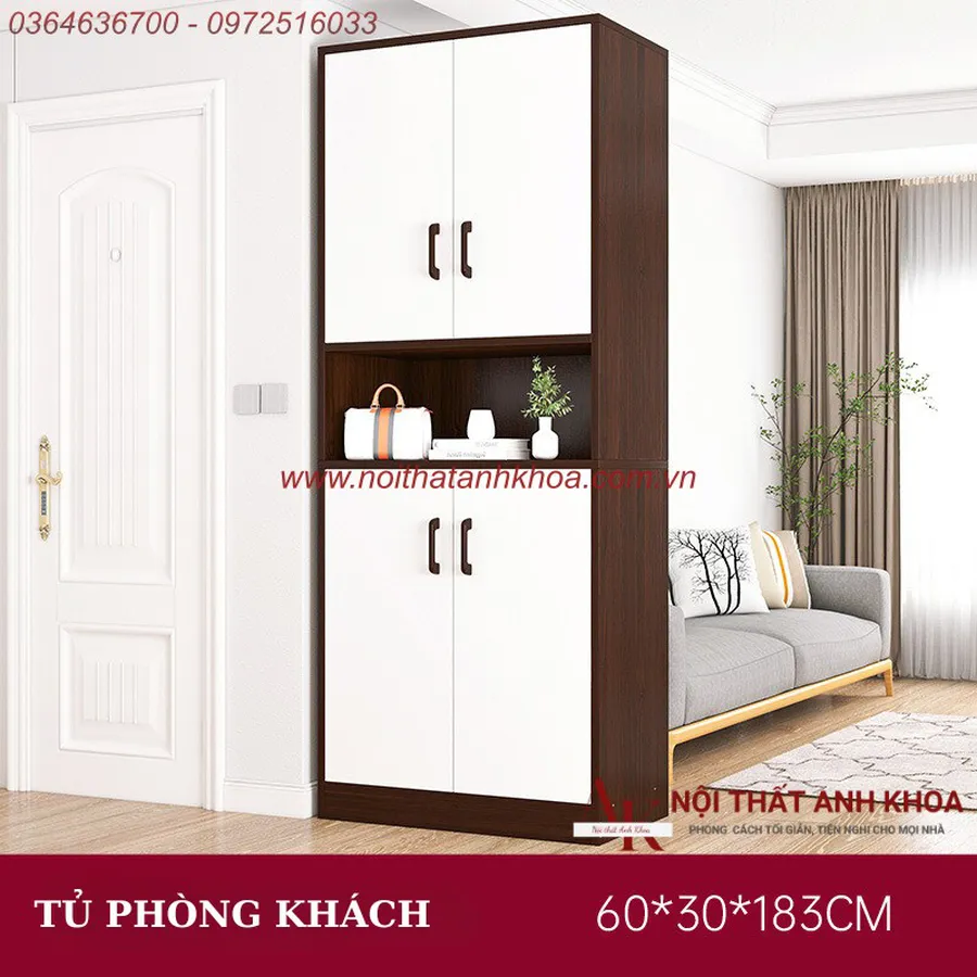 Tủ Vách Ngăn Phòng Khách Gỗ Công Nghiệp MDF Thiết Kế Hiện Đại Giá Rẻ